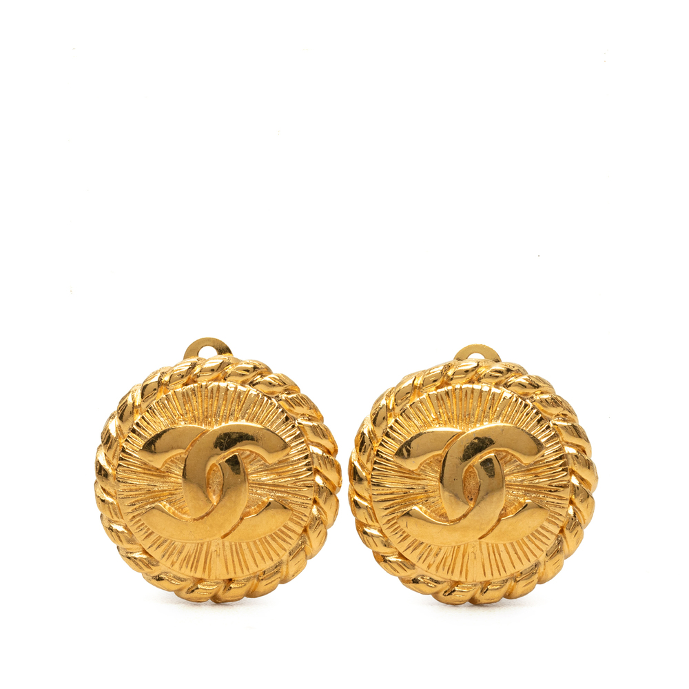 Pre-Loved Chanel CC Gold Plated Round Clip On Earrings